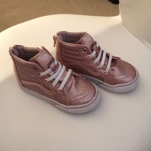 Toddler Girl Rose Gold Sparkle High Top Vans
